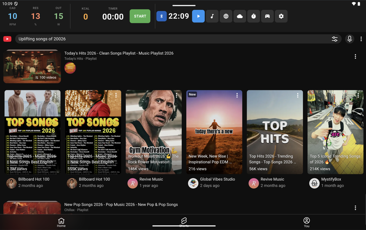 VeloPlay YouTube tab with HUD metrics